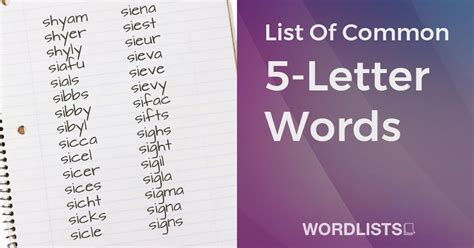 List Of Common 5.